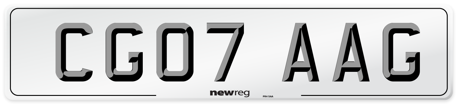 CG07 AAG Number Plate from New Reg